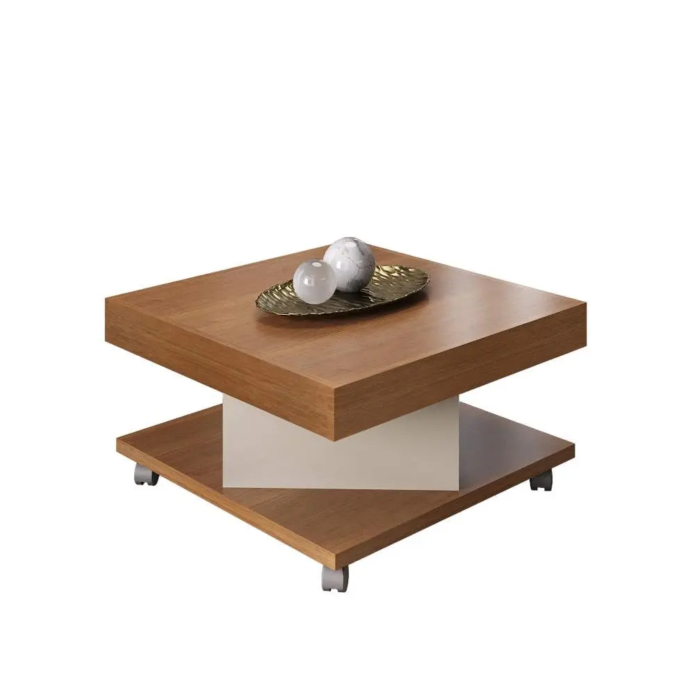 Artely Mesa de Centro Saara com Rodízios, Cinamomo/Off White - 1