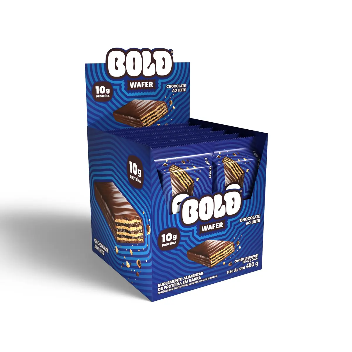 BOLD Wafer Proteico 40g 10g Proteína Snack Chocolate ao Leite - 1