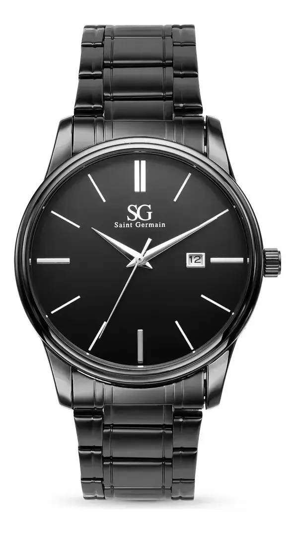 Relógio Chroma Masculino Preto Saint Germain Clássico Caixa Preta Detalhes Prata 42mm - 1