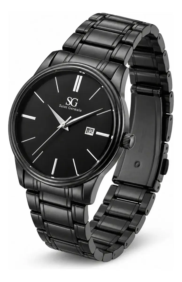 Relógio Chroma Masculino Preto Saint Germain Clássico Caixa Preta Detalhes Prata 42mm thumbnail 2