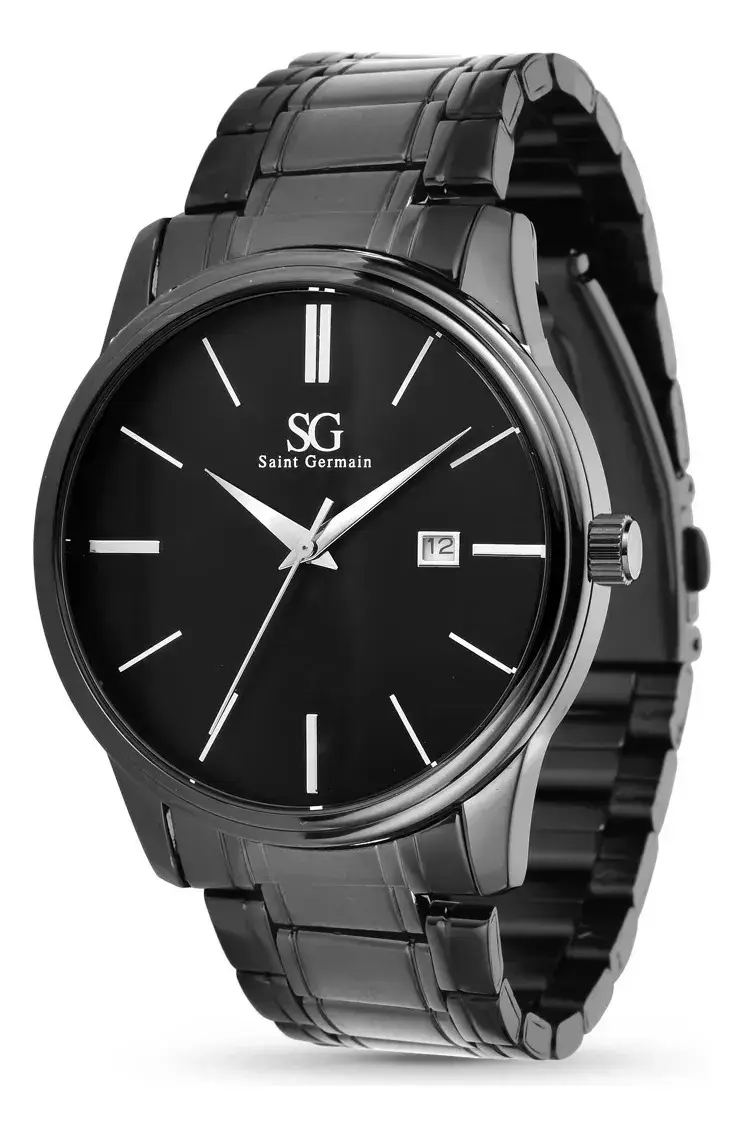 Relógio Chroma Masculino Preto Saint Germain Clássico Caixa Preta Detalhes Prata 42mm thumbnail 5