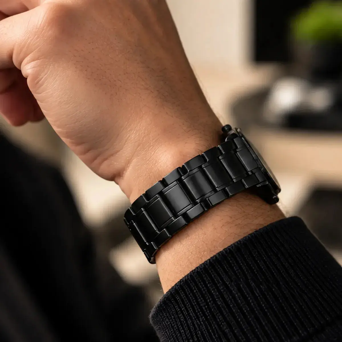 Relógio Chroma Masculino Preto Saint Germain Clássico Caixa Preta Detalhes Prata 42mm thumbnail 8