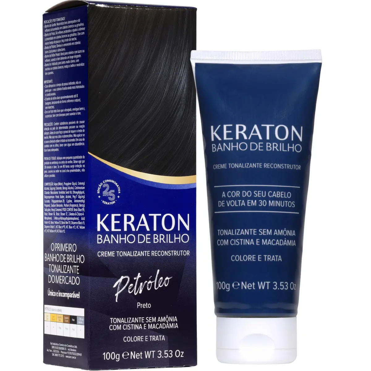 Keraton Tonalizante Banho de brilho 100g Petróleo Preto | Ampla variedade para todos os estilos, do clássico ao ousado, com resultado uniforme e luminoso