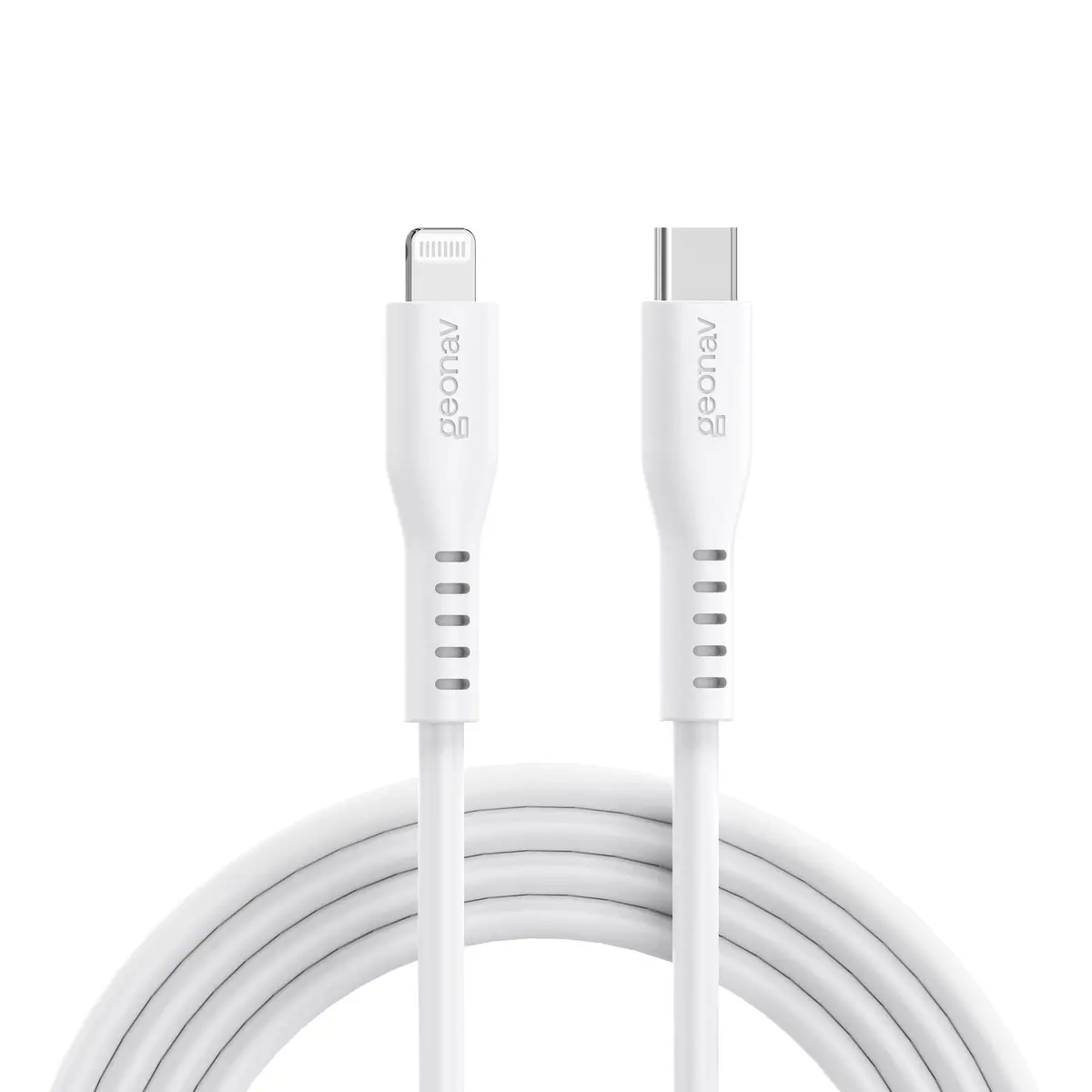 Geonav Cabo de Silicone USB-C para Lightning, carregamento até 38W, Silicone resistente, 1,5m, ESLICSWT, Branco