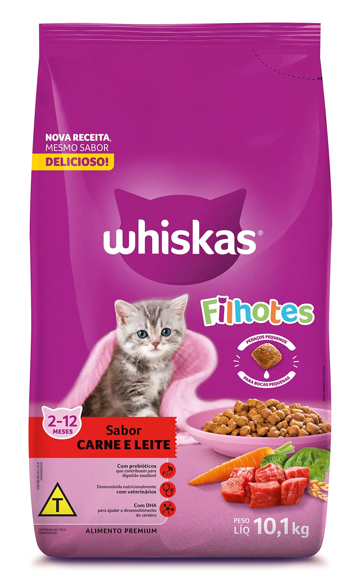 whiskas Ração Whiskas Carne E Leite Para Gatos Filhotes 10 1 Kg