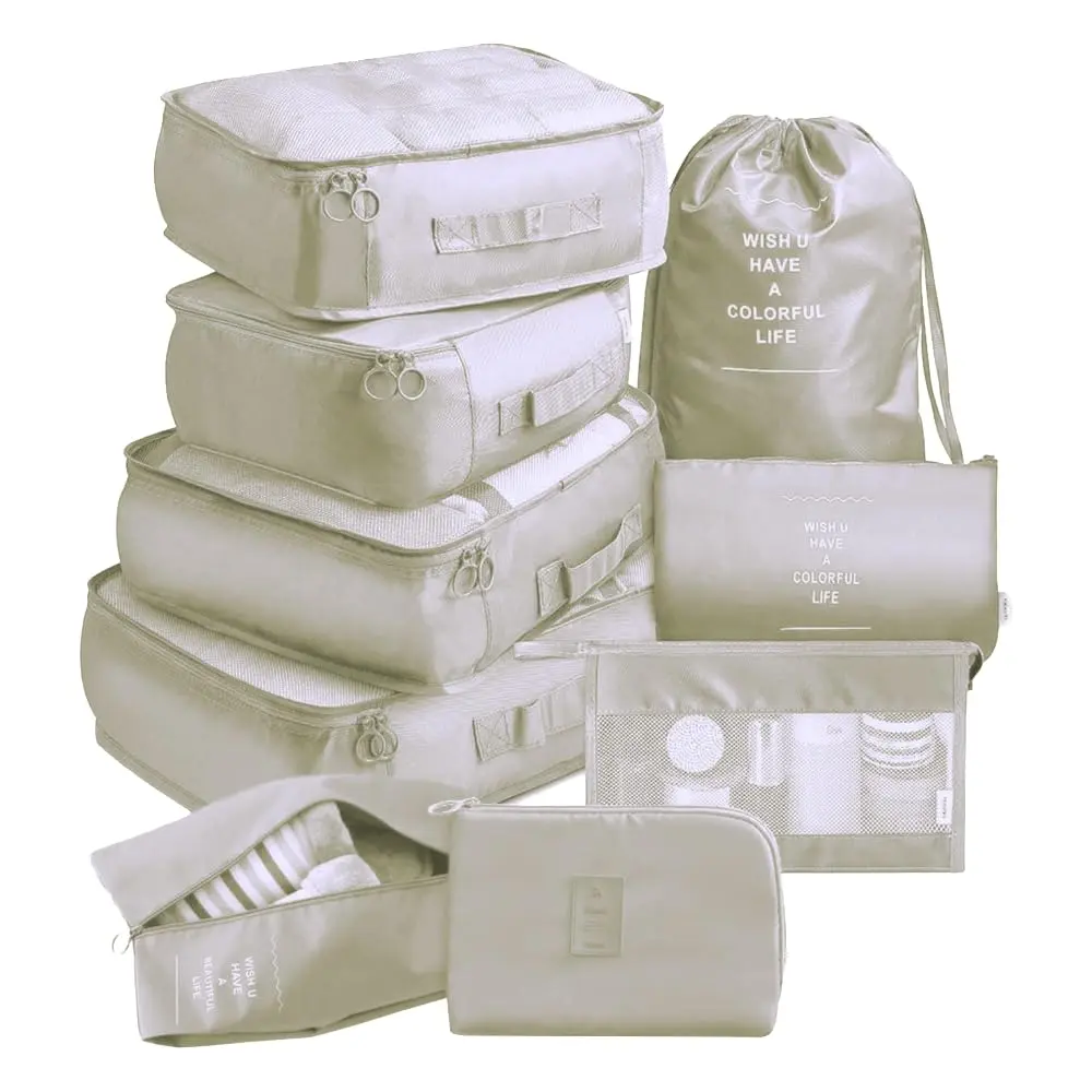 Kit Organizador para Mala de Viagem com 9 peças - Gladiador 201 (Bege)