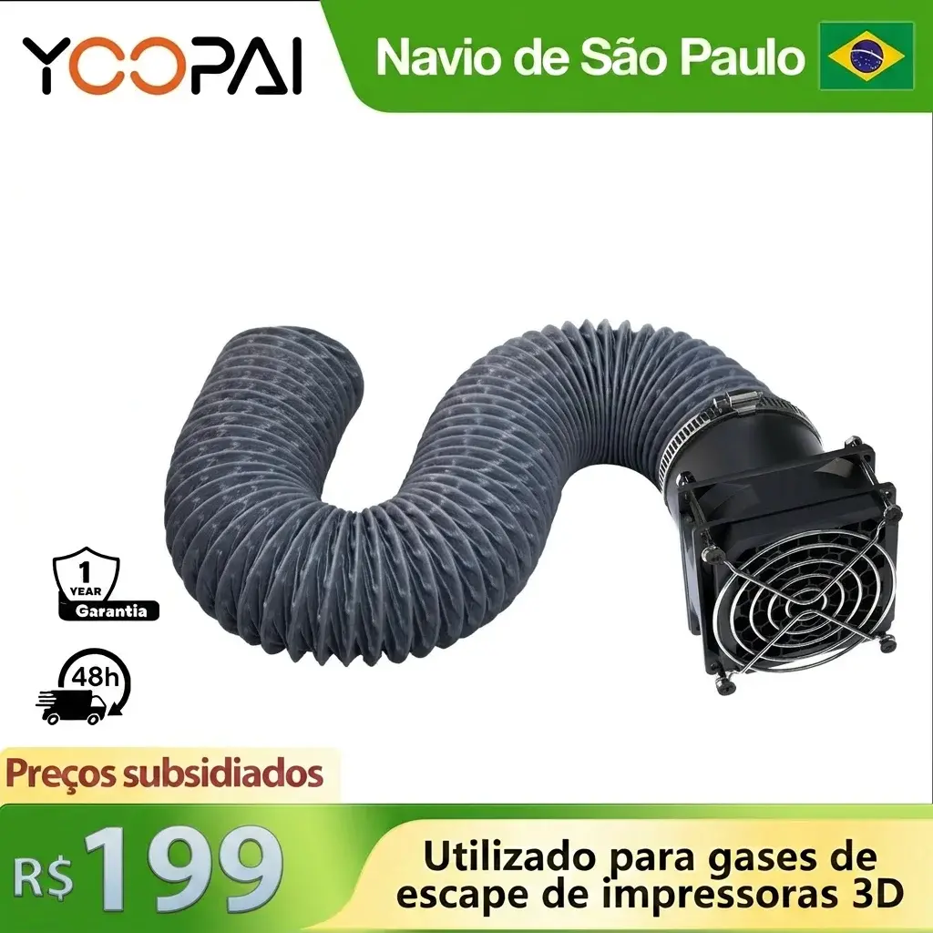 YOOPAI Kit De Extração Fumaça Com Ventilador Para Gabinete Impressora 3D, Tubo Exaustão Exaustor, Ventilação Eficiente, Odores, - 1