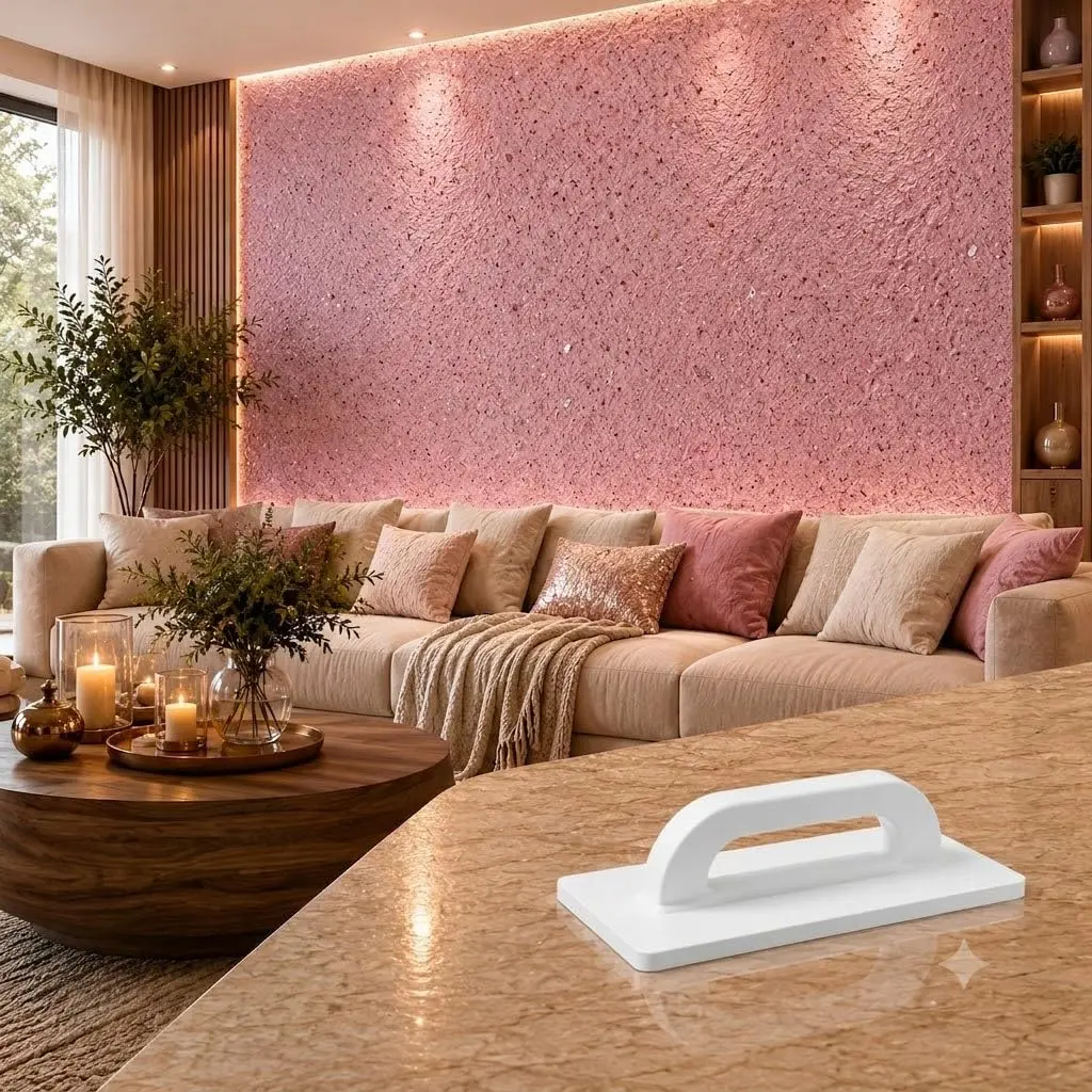 Papel de Parede Líquido Premium 5m² com Desempenadeira Euro Paper (Rosa) | Revestimento Texturizado de Fibras Vegetais para Paredes Internas