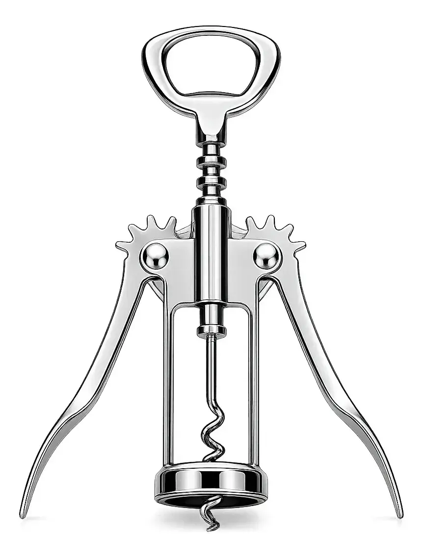 Saca Rolha Vinho Aço Inox Premium Abridor Garrafa Manual Prata