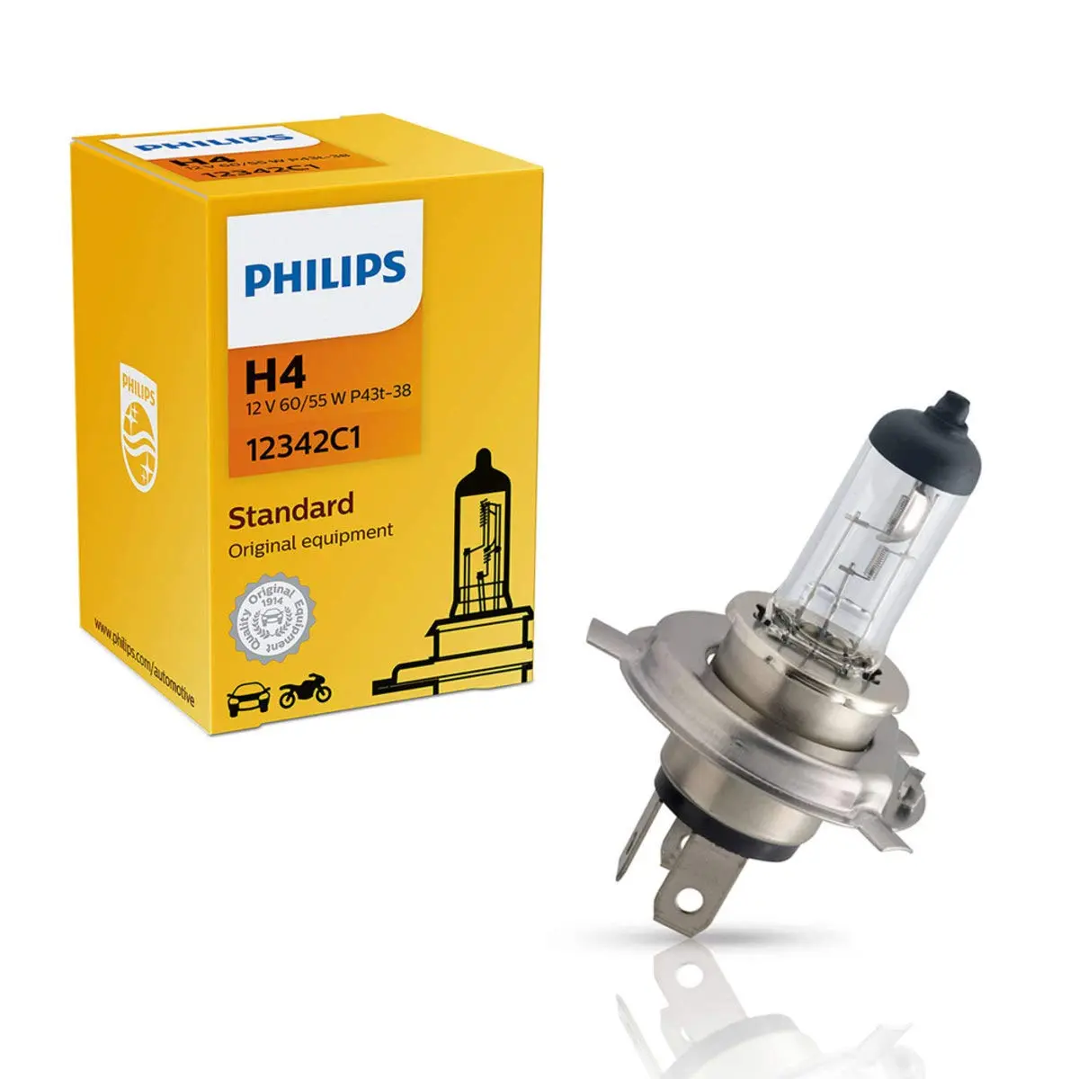 Lâmpada Farol H4 12V 60/55W - Philips 12342C1 - 1