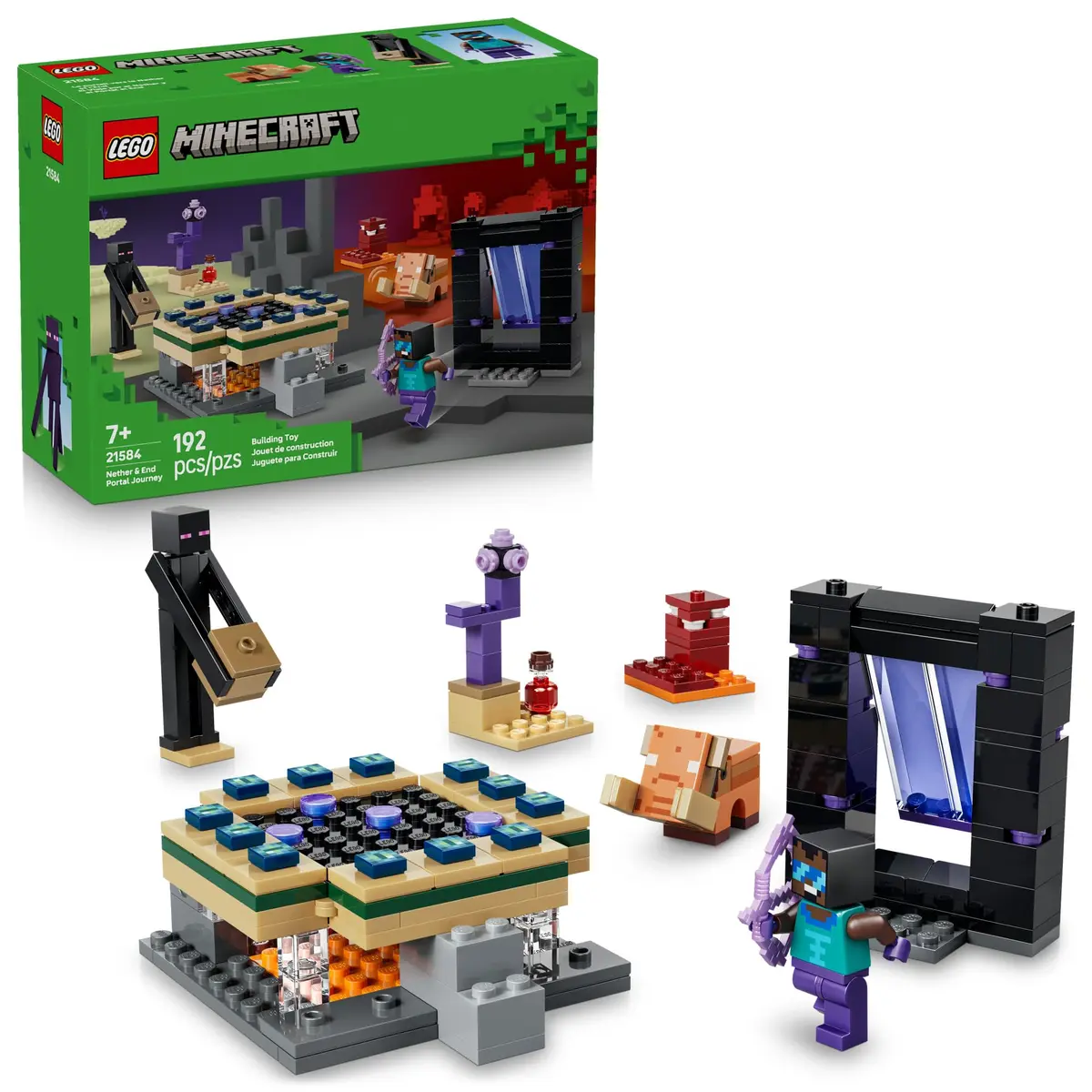 LEGO Minecraft Jornada ao Nether e Portal do End, Conjunto Gamer 21584