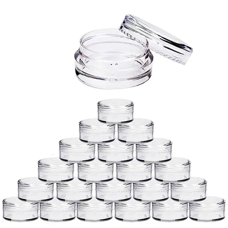 100 pçs 2g/3g/5g/10g/15g/20g vazio plástico cosméticos maquiagem jar potes transparente garrafas de amostra sombra creme recipiente de bálsamo labial