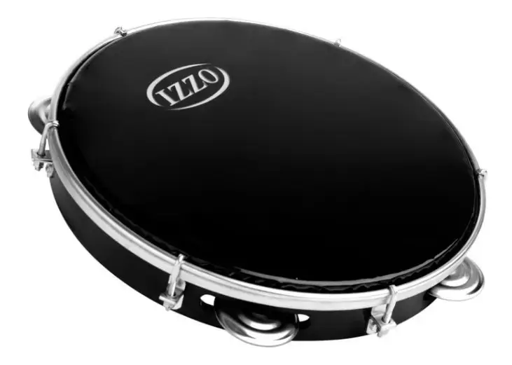 Pandeiro Izzo 10 Abs Preto Pele Nylon Preta Profissional Preto - 1