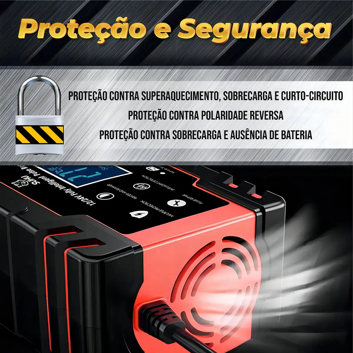Carregador Bateria Automotivo Inteligente Portátil Carro 12v 6 A 110-220v thumbnail 3
