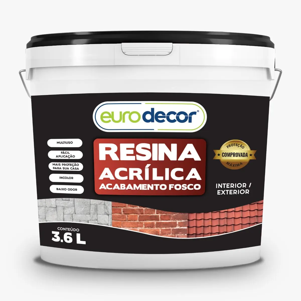 Resina Acrílica Fosca 3,6L Base Água Incolor Euro Decor Premium