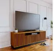 Rack Colibri Amazonas com 180cm de Largura, 4 Portas, Ideal para TV de Até 70” - Noce Milano/Preto Fosco/Calactatta - 1