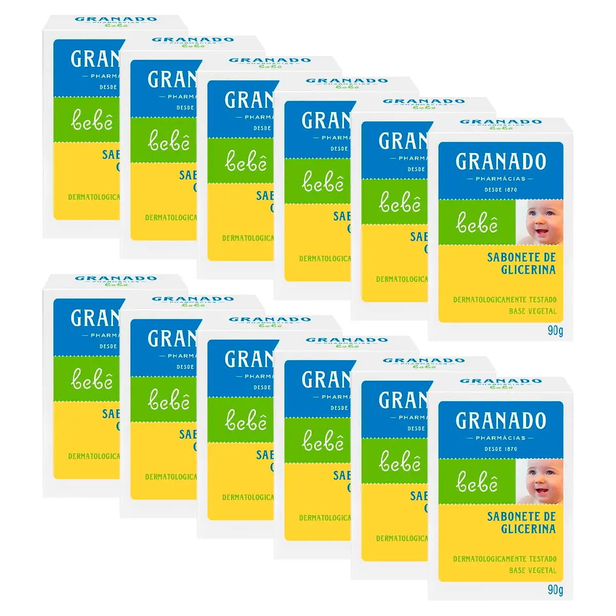 Sabonete Glicerinado para Bebê Granado, 90g, Pack com 12 Unidades | Tradicional
