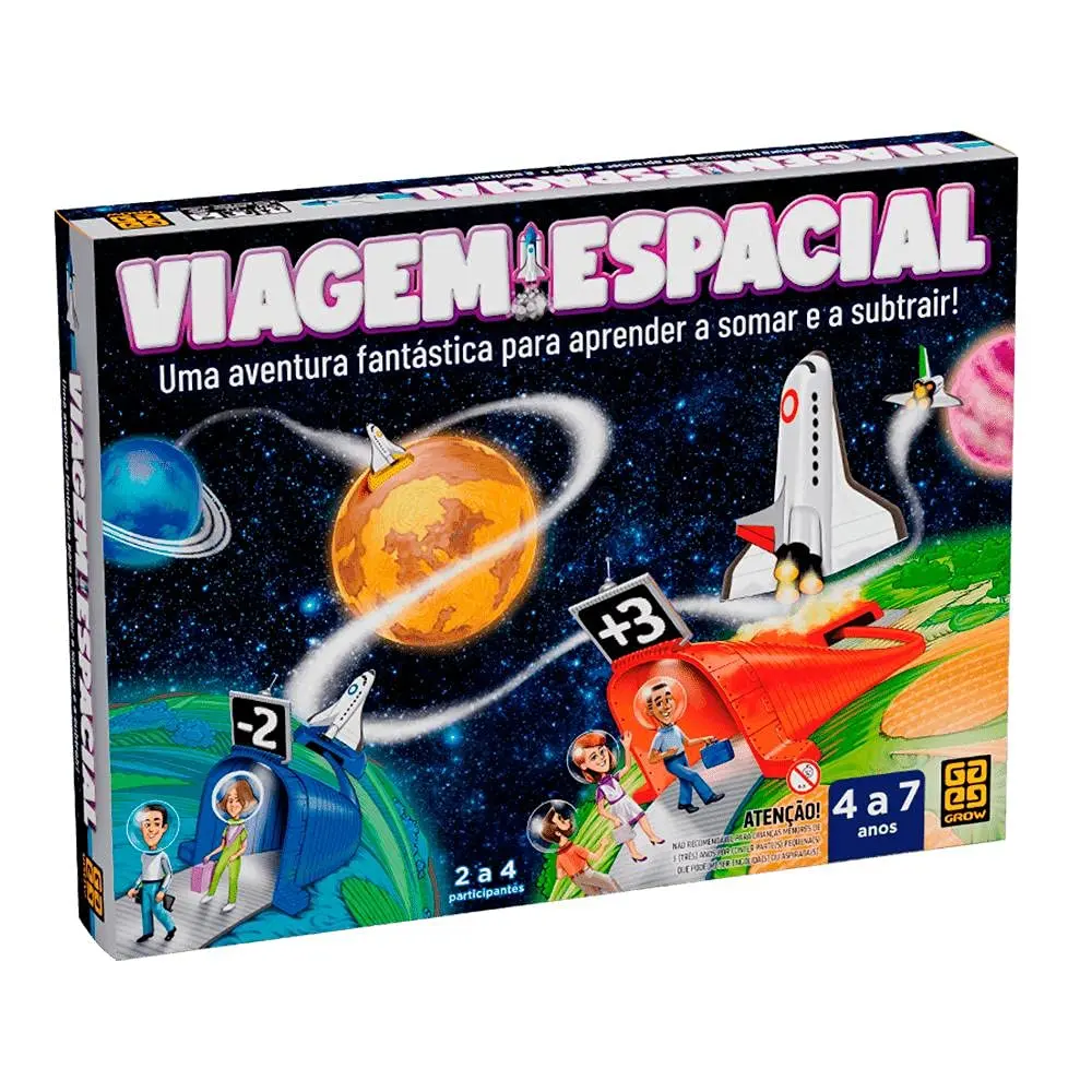 Jogo Viagem Espacial, 2 a 4 Jogadores, a partir de 4 anos