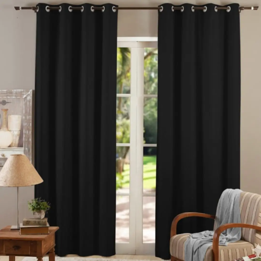 Cortina Blackout 2,80m x 2,50m Corta luz 100% com Ilhós Sala Quarto Casa Blecaute (Preto)