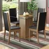 Conjunto Sala de Jantar Madesa Aline Mesa Tampo de Vidro com 4 Cadeiras - Rustic/Preto/Sintético Preto - Marrom - 1