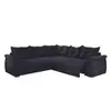 Sofá De Canto 5 Lugares Retrátil Qatar Suede Preto Preto - Blush - 1