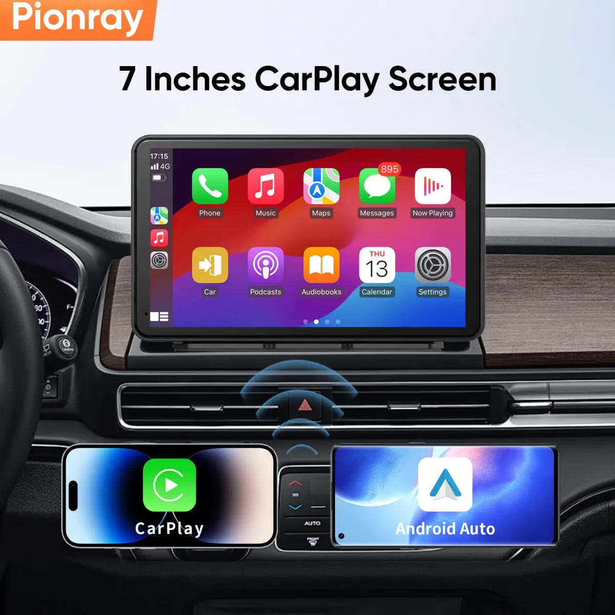 Pionray 7 "Universal CarPlay Android Auto Car Radio Multimídia Player de Vídeo IPS Tela Sensível Ao Toque Com AUX USB Câmera Retrovisor - 1