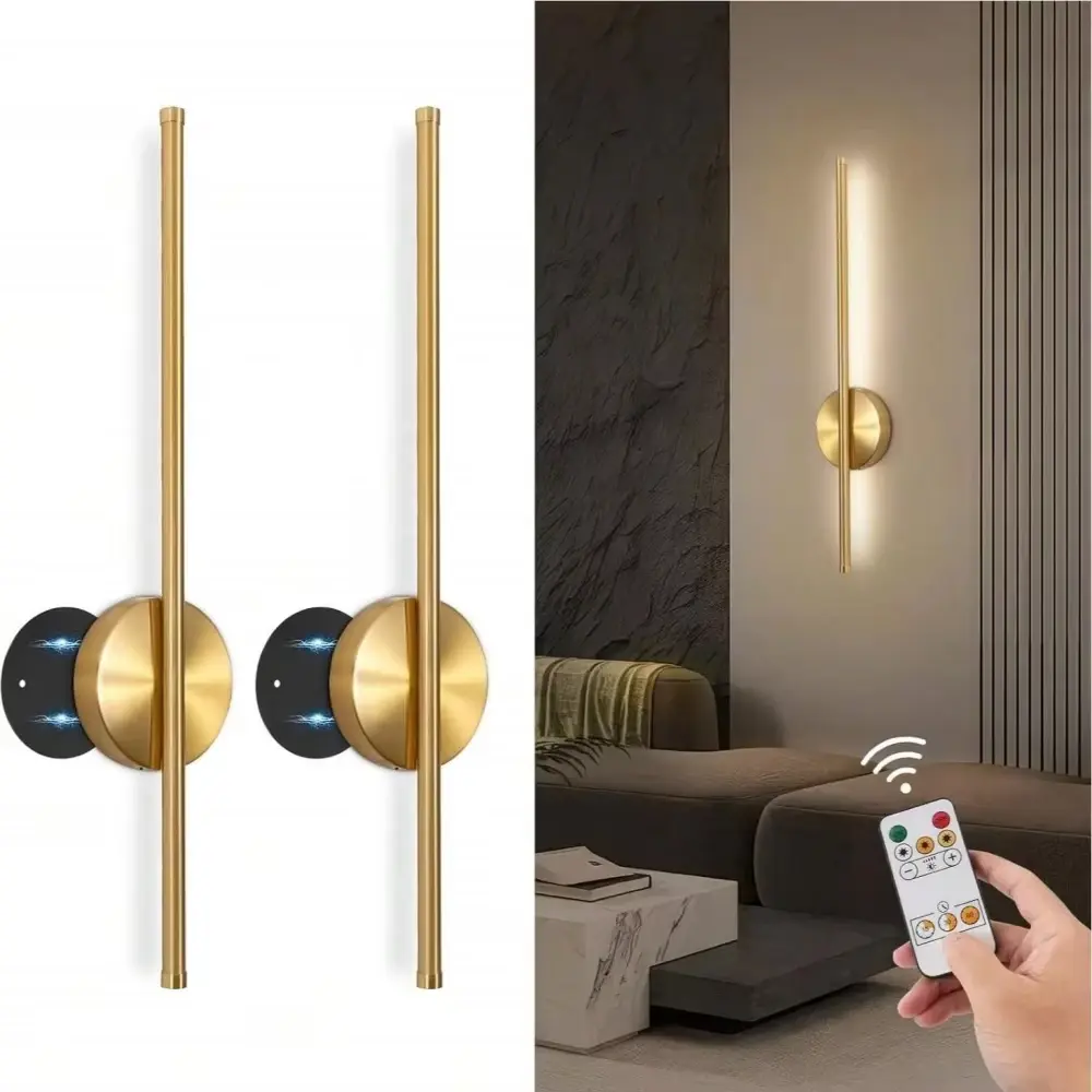 Luminária de Parede Magnética Recarregável 50 LED Preta e Dourada para Sala de Estar, Quarto, Corredor, Escritório, Escadaria, Closet - Iluminação LED Sem Fio - 1