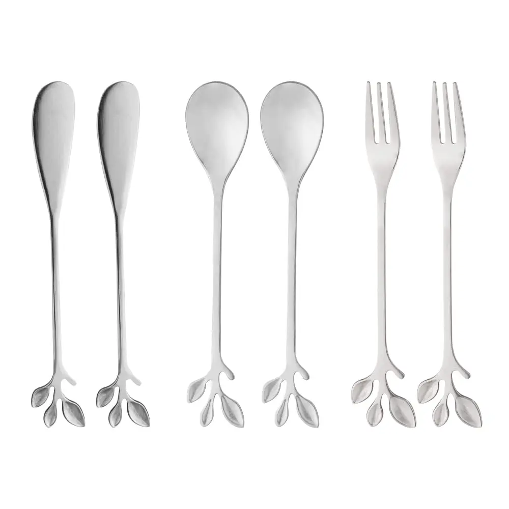 WOLFF - Conjunto 6 Talheres Aço Inox Leaves Prateado