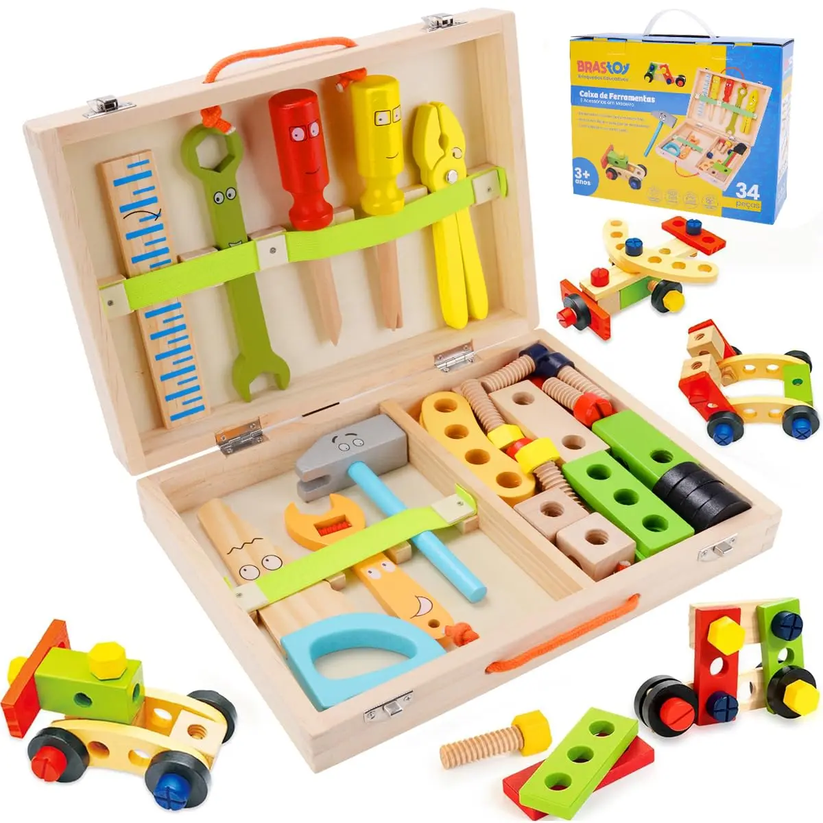 Ferramentas Madeira Montessori Construção Kits Infantil Brinquedos