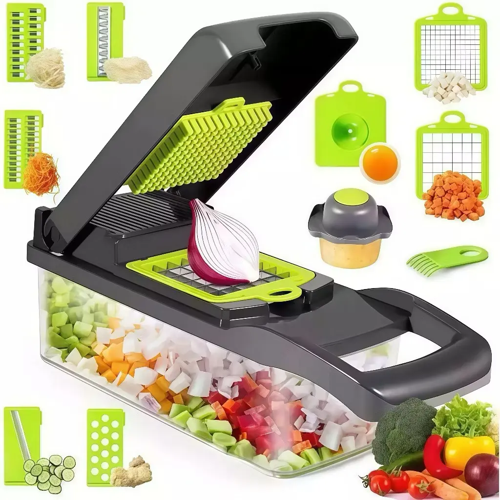 Fatiador Profissional Multifuncional De Aço Inoxidável 16 Em 1 Para Vegetais/Frutas/Legumes - 1