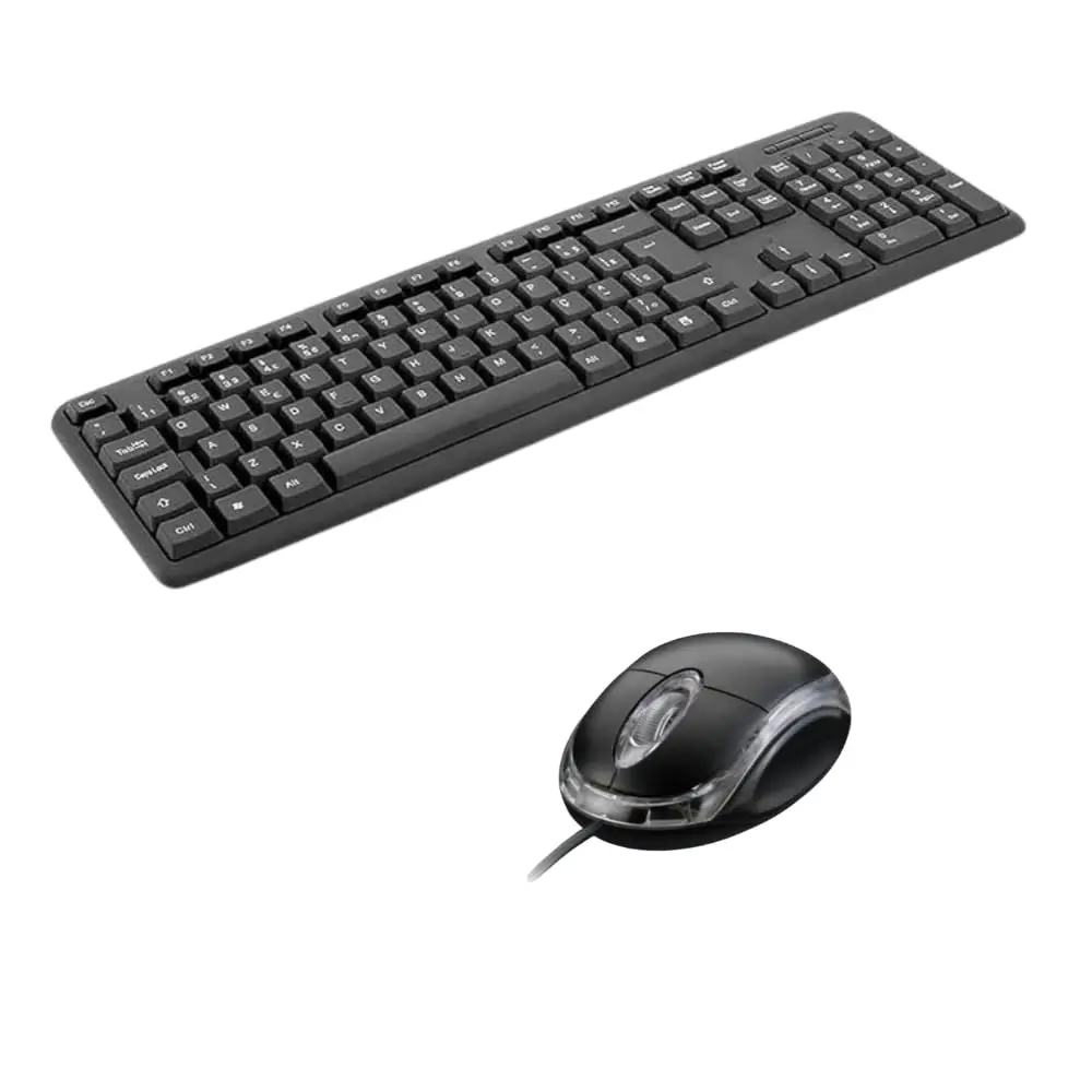 Kit Teclado e Mouse com Fio USB Preto Teclas Macias com Teclado Numérico para Computador Desktop e Notebook Escritório Compatível com Windows