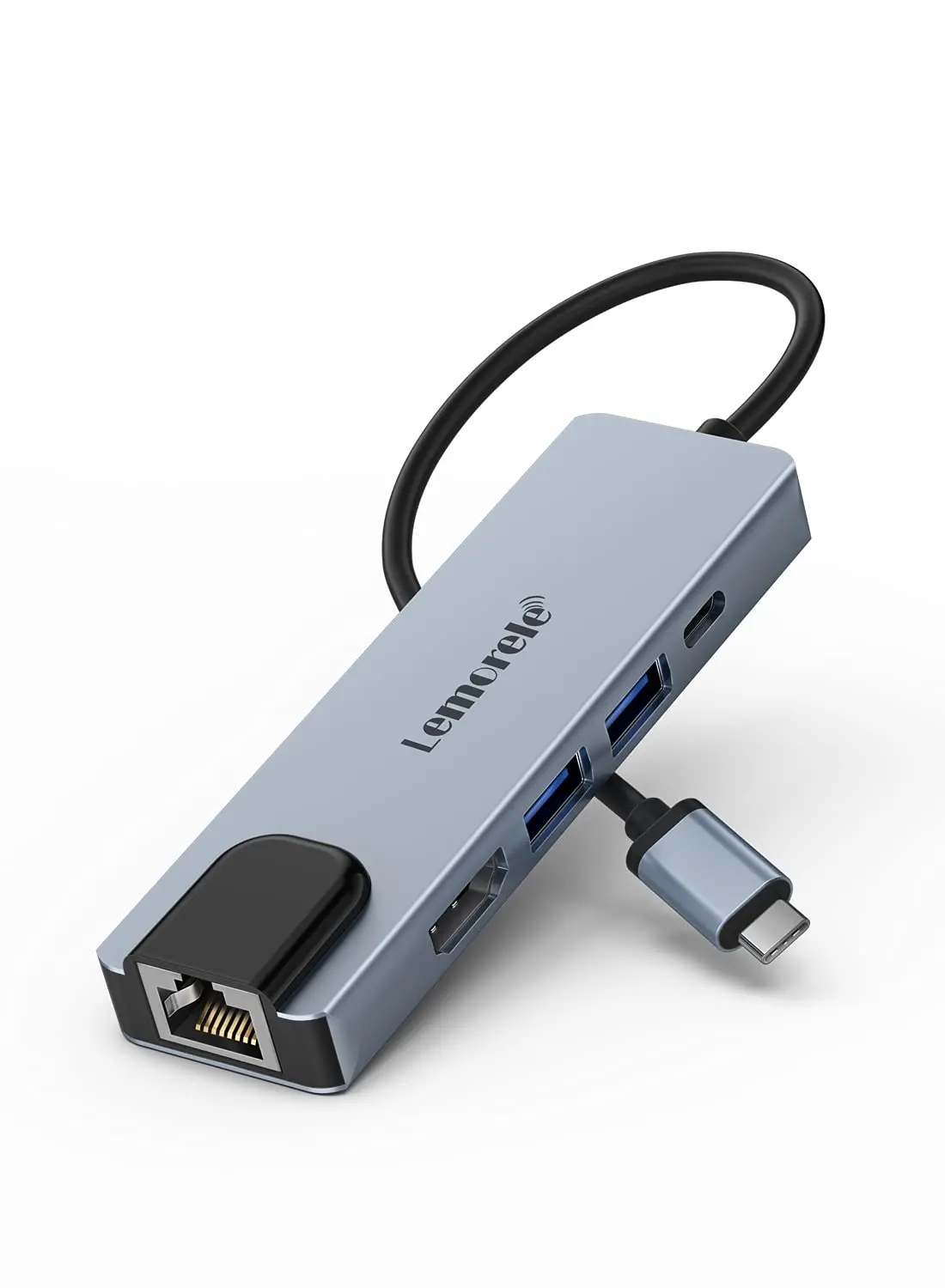 Lemorele Adaptador Hub 6 em 1 USB-C com HDMI 4K, Ethernet Gigabit, 2 Portas USB 3.0, PD 100W - Plug & Play para MacBook Pro/Air M1, iPad Pro M1, Switch, Chromecast, PS4 - 1