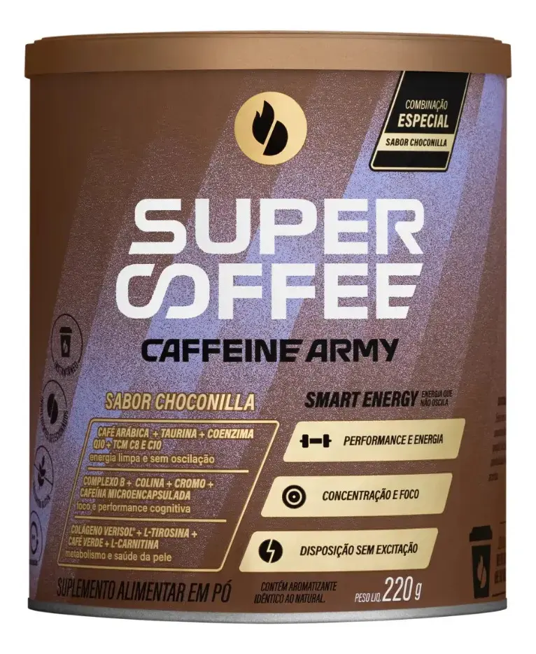 Cafeína Caffeine Army Supercoffee Classic Size em pó sabor Choconilla x 220g - 1