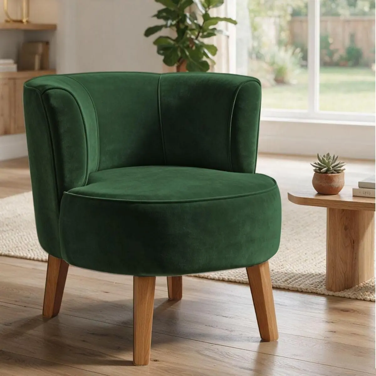 Poltrona Decorativa para Sala de Jantar Confortável Tecido Veludo MOBLAN decor (Verde Musgo)