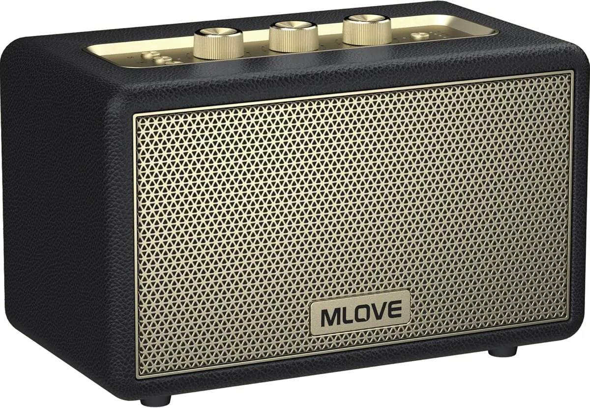 MLOVE A200 Alto-Falante Bluetooth Portátil com Entrada auxiliar, micro SD, Porta USB, Subwoofer com Graves Potentes, Emparelhamento TWS, Bateria de Longa Duração e Potência Máxima de 80 W, Preto