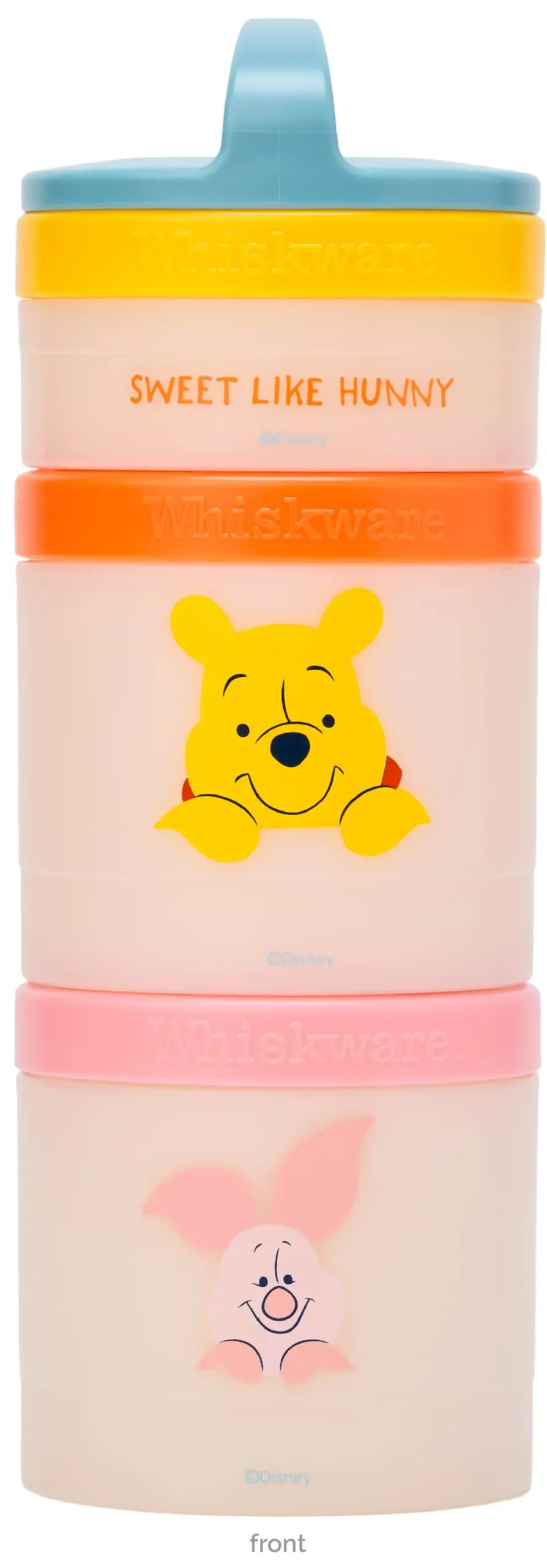 Whiskware Recipientes empilháveis Disney Ursinho Pooh para crianças e crianças, 3 copos empilháveis de lanche para escola e viagens, doce como mel, Pooh e amigos