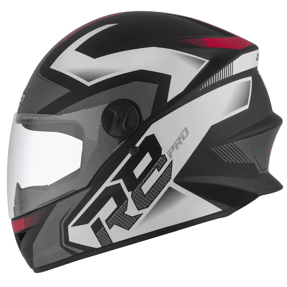 CAPACETE FECHADO PRO TORK R8 PRO FOSCO PRETO - VERMELHO TAM. 58
