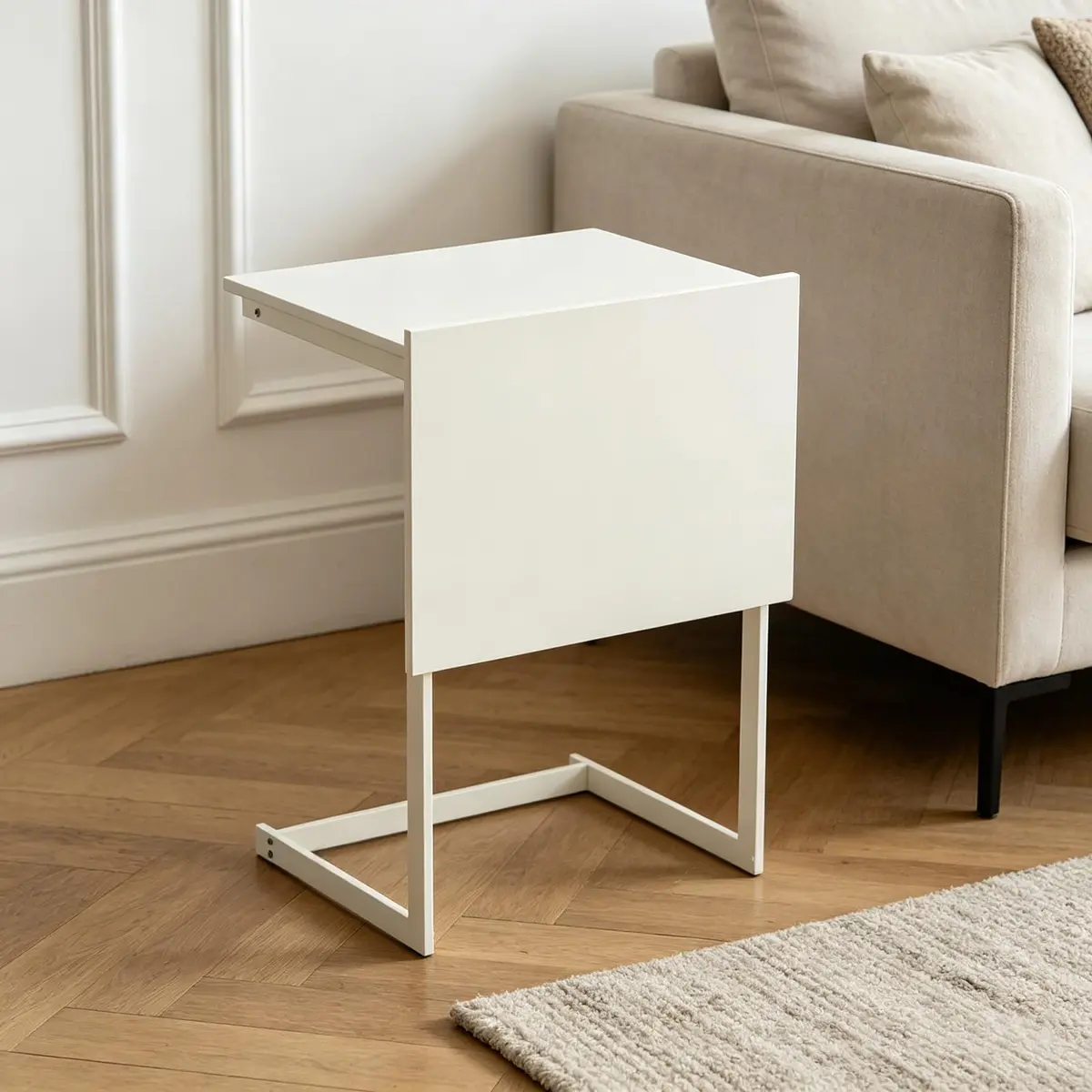 Mesa Lateral Multifuncional Suporta 50kg Mesa para Cama Sala Quarto (branco) - 1