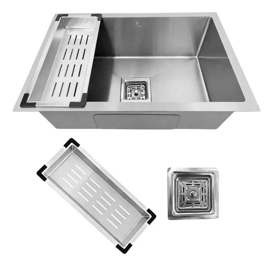 Cuba Pia Gourmet Quadrada Aço Inox 304 Escovada 60x40cm Anti-ruído Com Acessórios Premium Stillus Home