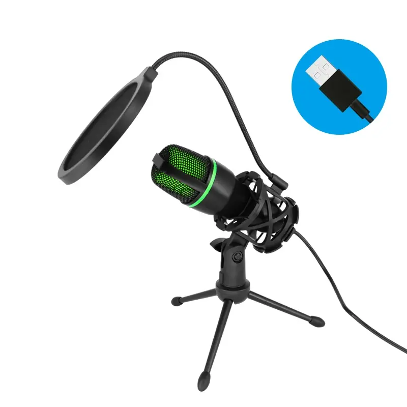 Profissional USB Microfone Condensador, PC, Laptop, Streaming, Video Games, YouTube, Podcasts, Vocais - 1