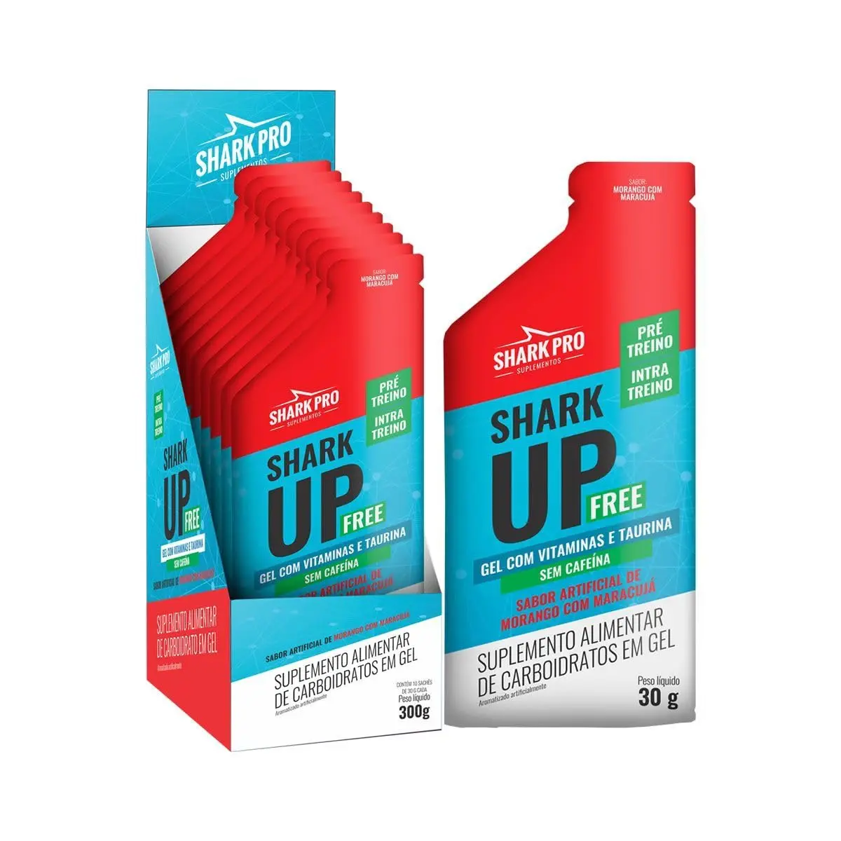 SHARK-UP FREE MORANGO C/MARACUJA (CX C/ 10 SACHE)