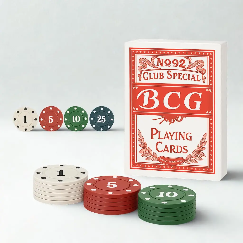Kit Para Poker Completo com 24 Fichas Numeradas + Baralho BCG Premium; Jogo de Cartas Poker Hold’em; Para Família, Amigos, Viagem, Festa e Treinamento de Jogadores Iniciantes e Avançados