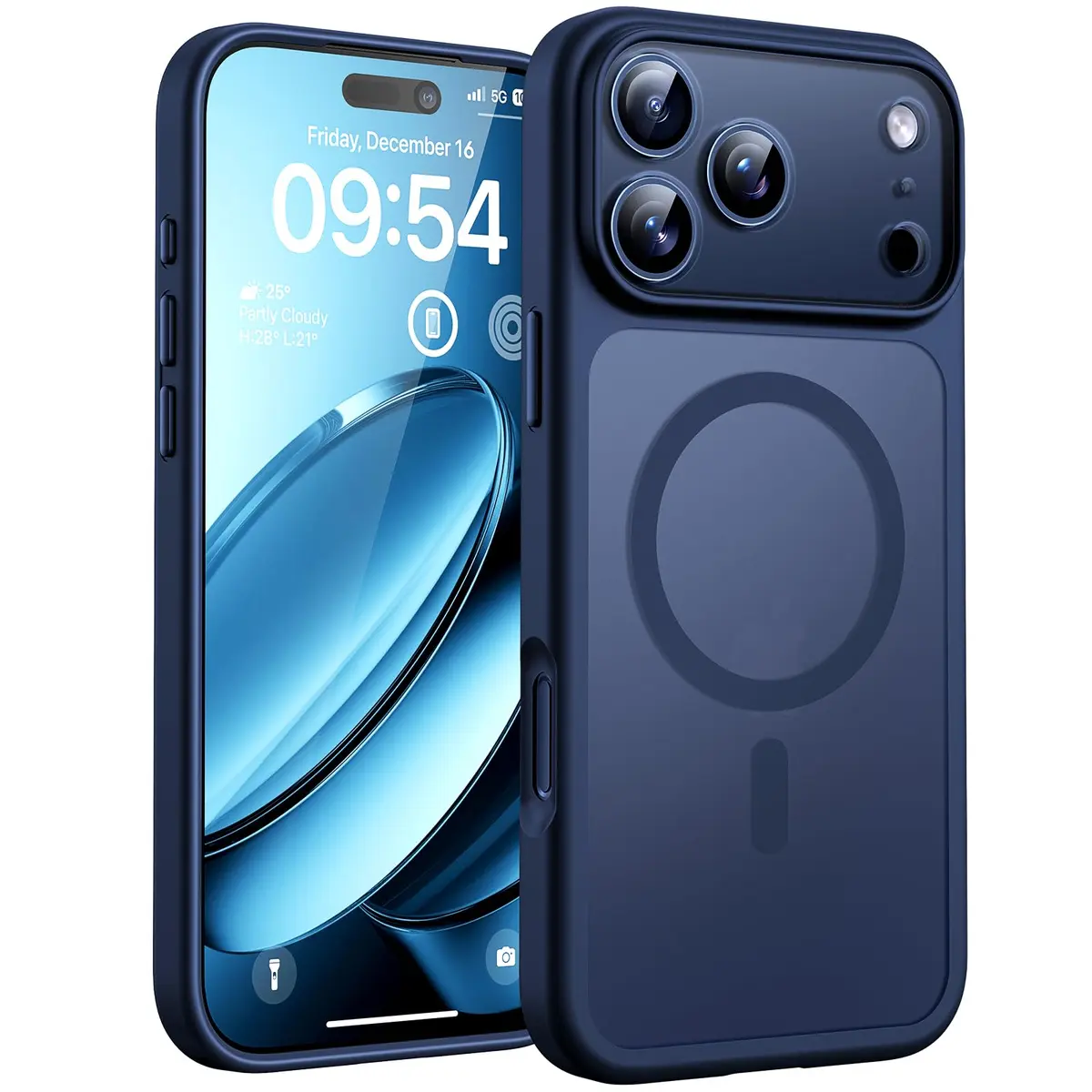 TOCOL Capa Capinha para iPhone 17 Pro Case 6.3 Pol, Azul Escuro | Compatível com MagSafe, Tampa da Câmera, Proteção Total e Militar, Antichoque, Anti-impressões, Fosco Translúcido - 1