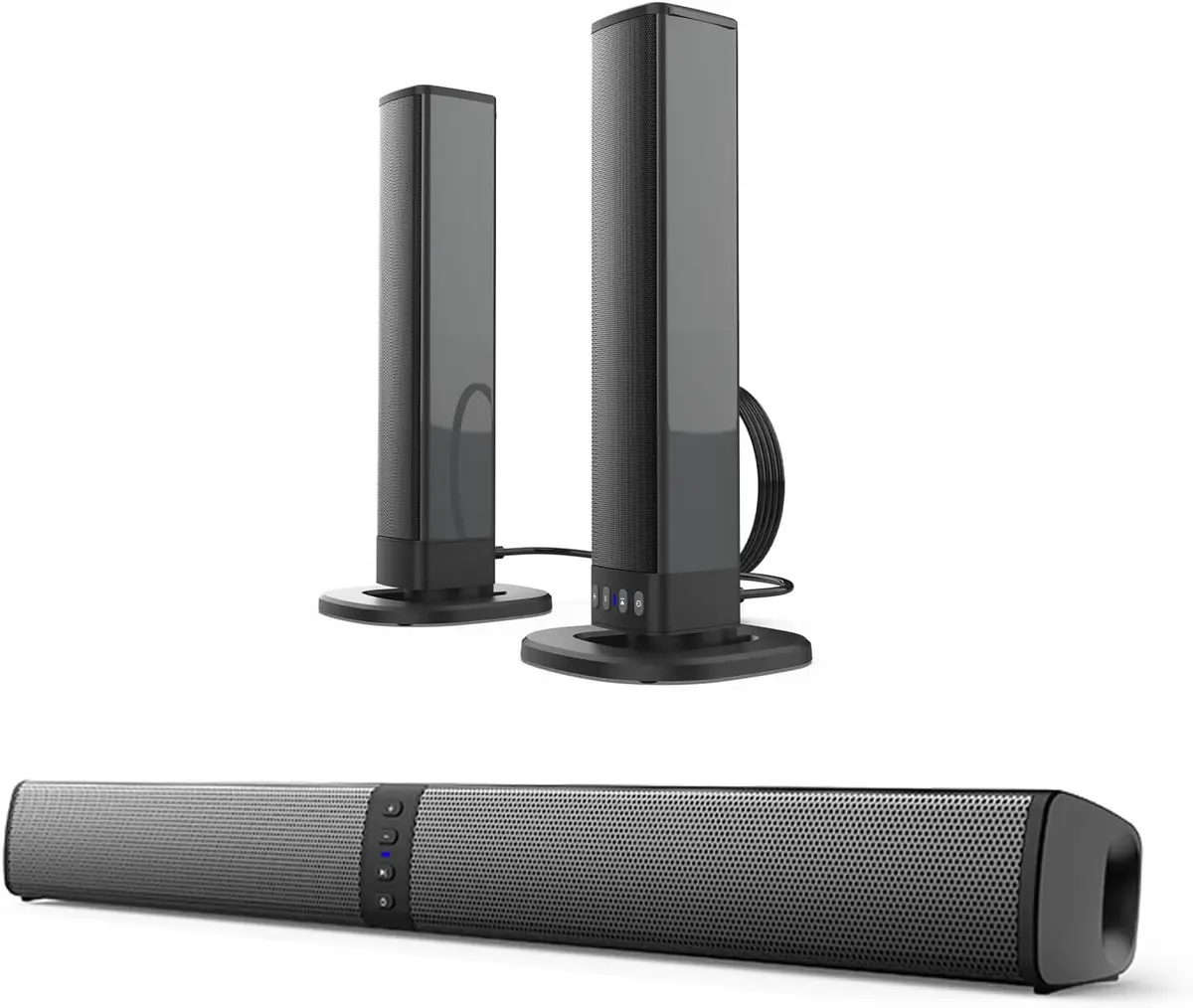 Soundbar Bluetooth Desmontável 20W, Home Theater para TV com Reprodução USB/TF/AUX e Rádio FM, Caixa de Som Sound Bar para Diversos Dispositivos