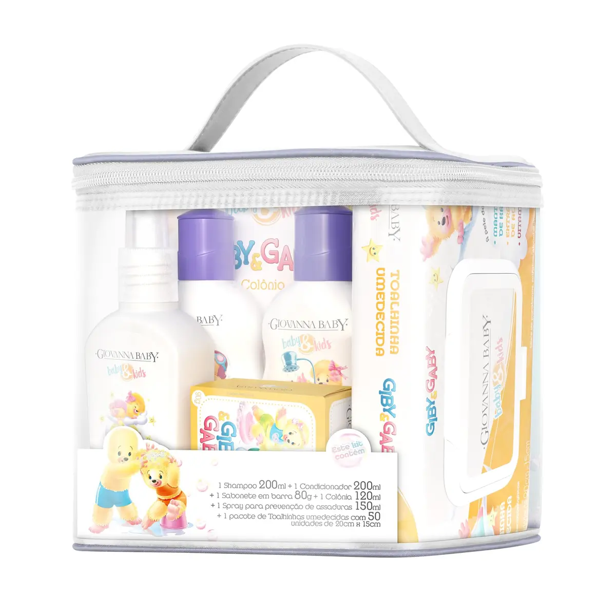 Kit Giby Gaby Shampoo 200ml Condicionador 200ml Sabonete 80g Colônia | Sabonete em barra, Lenços Umedecidos com 50 unidades