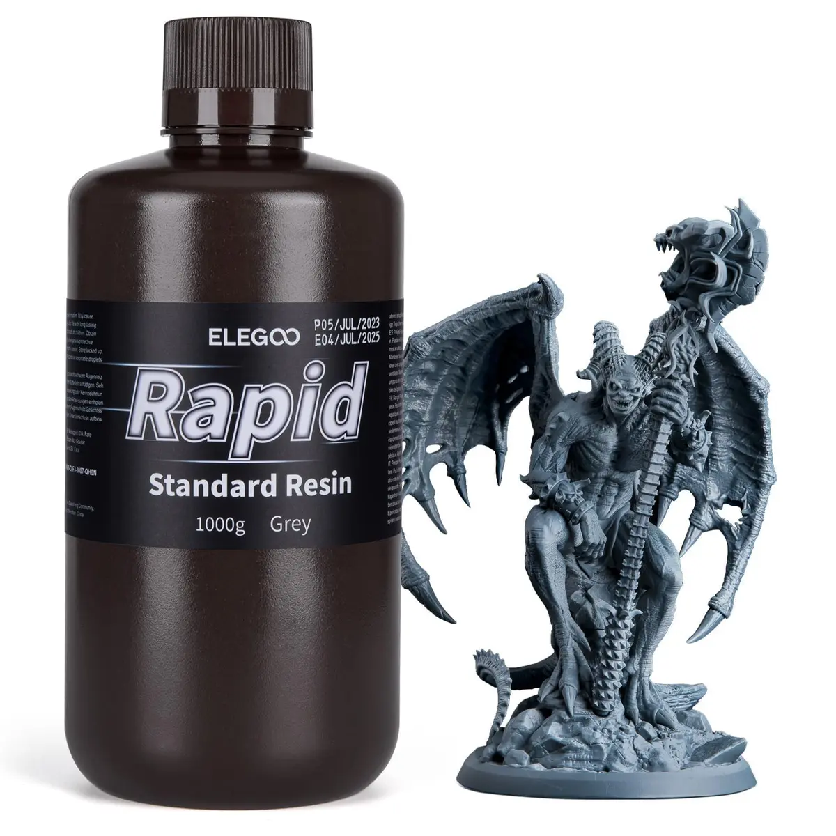 ELEGOO Rápido Resina Impressora 3D Cinza 1KG -Resina de fotopolímero padrão de cura UV 405nm para impressão 3D LCD/MSLA/DLP