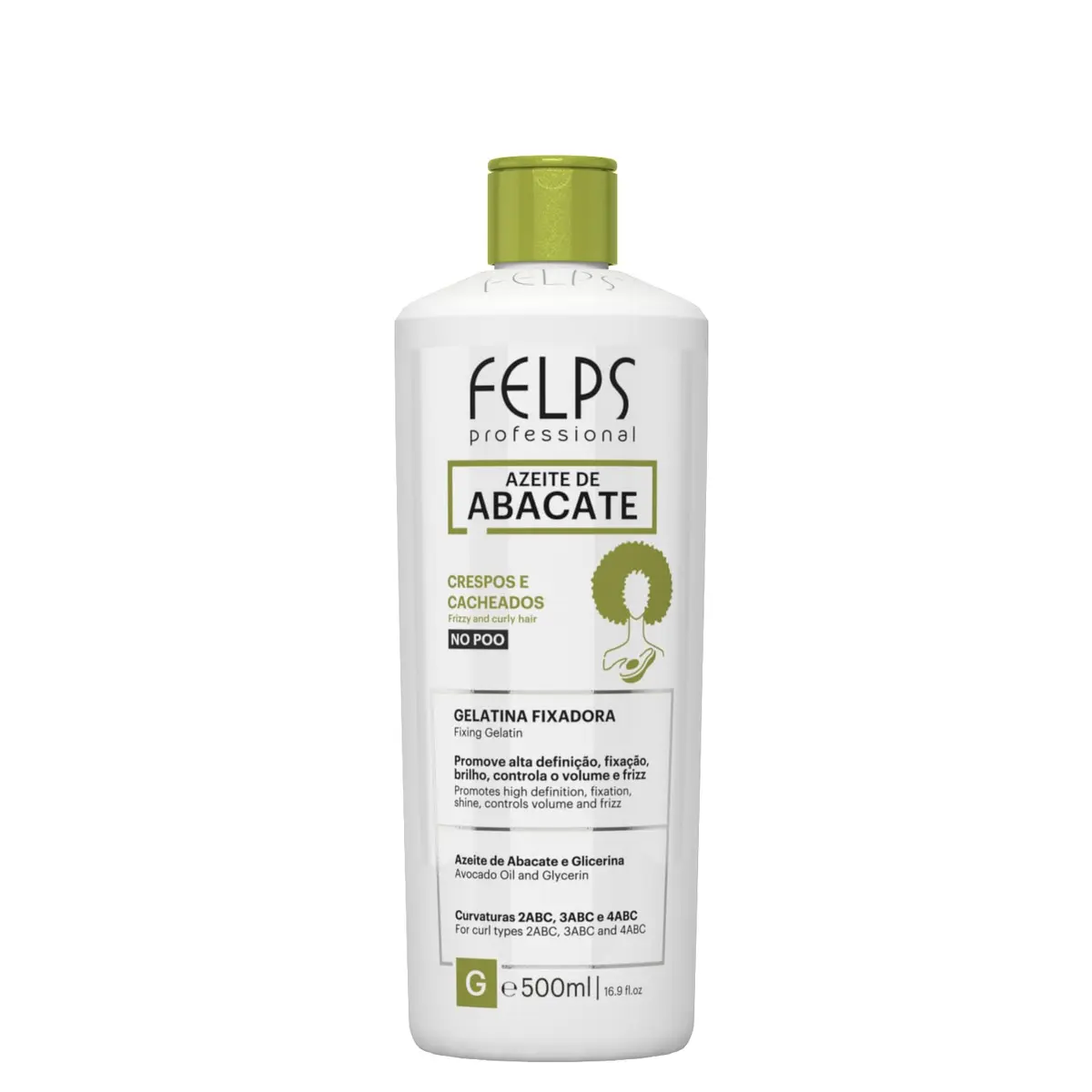 Felps Cachos Gelatina Fixadora Azeite De Abacate 500G, Felps Professionnel, 500gr