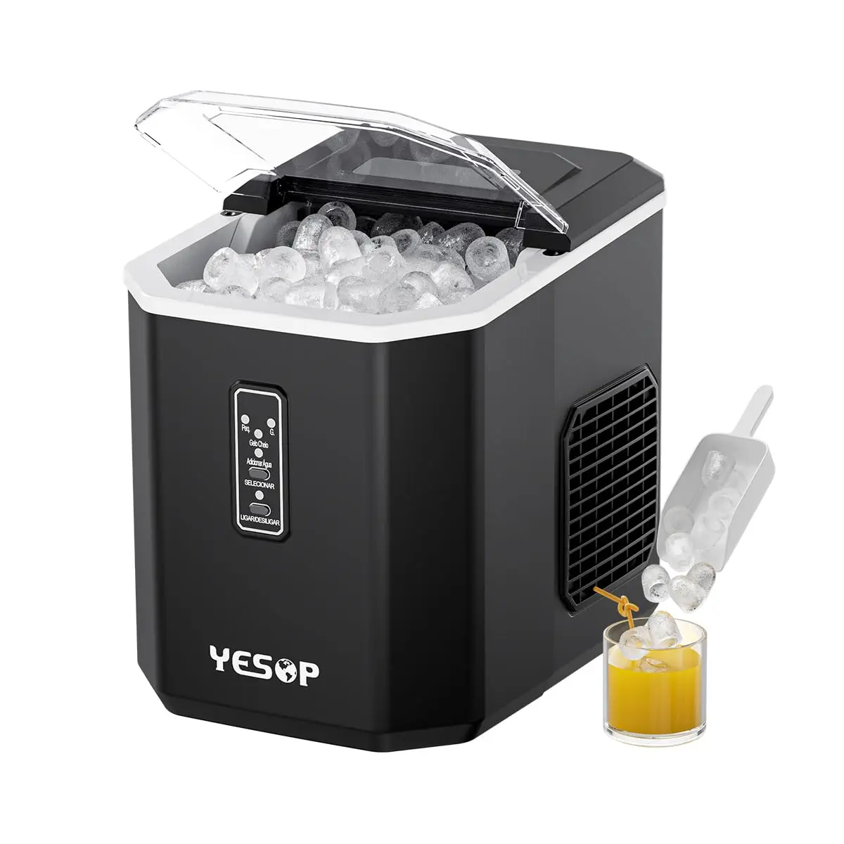 Yesop Máquinas De Gelo 12kg Inox Ice Compact 8min Cor Pleto