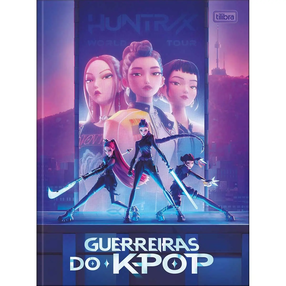 Tilibra - Caderno Brochura Universitário Guerreiras do K-Pop 80 Folhas - Capa Roxa 6 Personagens - 1