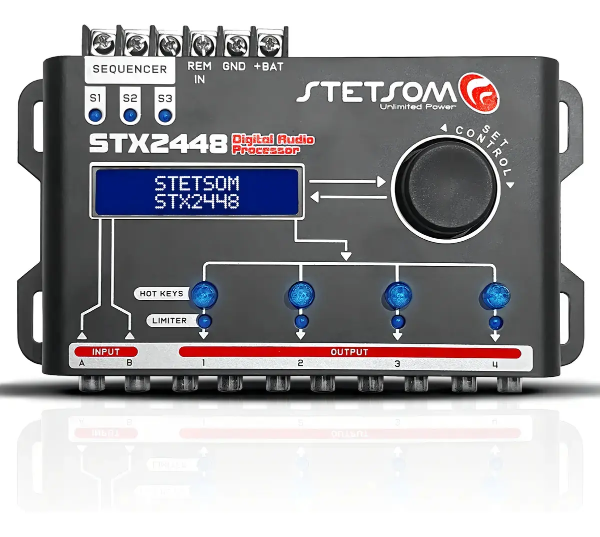 Processador de Áudio Digital Automotivo Stetsom STX2448 com Crossover e Equalizador